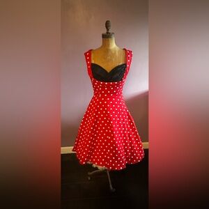 Lindy Bop Red Polka Dot Minnie Mouse Retro Swing Dress